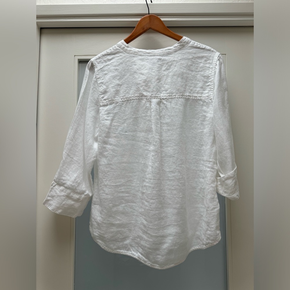 J. Crew White Linen Tunic Top - Picture 5 of 8